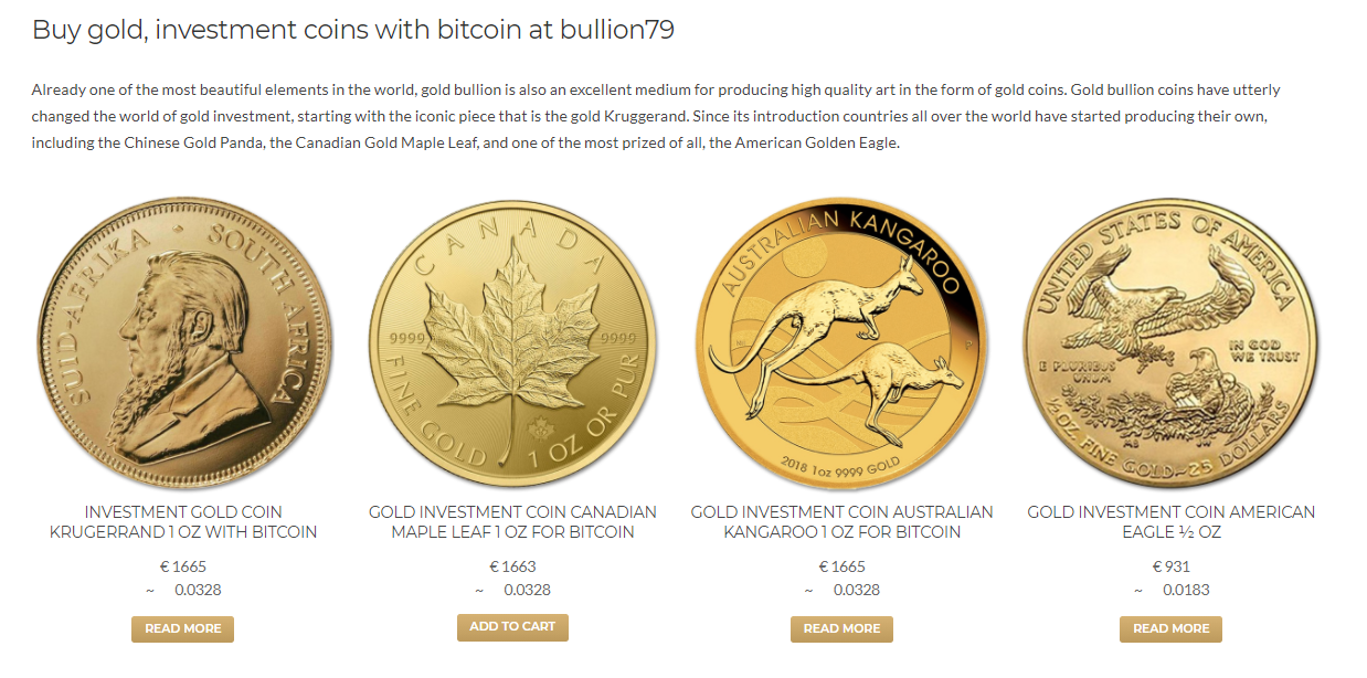 Oferta złotych monet bulionowych na Bullion79.com