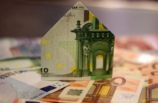 zdjęcie przedstawiające banknot euro złożony w kształt domu